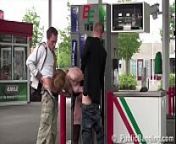 Very pregnant girl fucked by 2 guys at a public gas station gang bang threesome from pregnan girl fukking