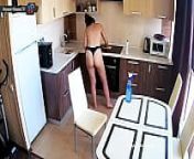 the Big Tits Beauty Cleaning Kitchen from voyeur topless beach