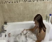 Singing into bath from bathing long hair