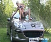 MonicaMilf in a dirty carwash - norsk porno from masturbating with car gear shift