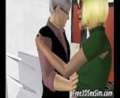 Tasty 3D blonde hottie tugging a cock by the copier from coworkers 3d
