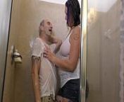 Amazon Vanessa Rain with Boy Toy in the Shower from skinny girl showers in rain