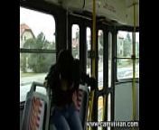 Flashing my tits and pussy on the tram from bus girl ki