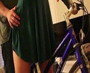Step daughter learning to ride bike grinds in panties from bike repair