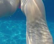 wife thong swimming in pool from pool camelto