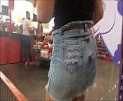 Teen in mini skirt without panties in supermarket - complete in red from برايفت مغربية ممحونة