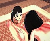 Nezuko and Kanao lick pussy and trib until they orgasm together - Demon Slayer Hentai. from nezuko 3d
