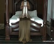 longhaired blonde milf wearing thigh high knit stockings fucked on the bed from vip hotel room service sex video
