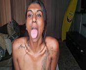 Desi sits on the couch drooling as she sticks out and wiggles her tongue around from desi girl my porn wiggle kochi meyer