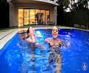 ANGELA WHITE - Busty Lesbian Sex in the Pool with Gabbie Carter from angela white in bikini