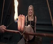 Bastinado and fire play for Olesya from new mom son torch