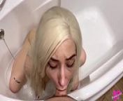 Lovely Blonde Sucking Dick and Hard Fuck - Cum on Tits from huj and