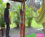 Tied to a pole and whipped pushed in the mud and cum on from kink an