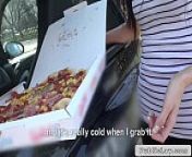 Delivery pizza girl bangs in public outdoors from evelyn neill
