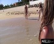 Six Horny Lesbians Go At It On A Public Beach from sei lankan teen nude