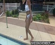 Getting Naked After h. Out In The Swimming Pool, Ebony Babe Msnovember Undressing From Swim Suit In Her Bathroom, Close Up Of Her Petite Ebonyass On Sheisnovember from african naked boy swimming