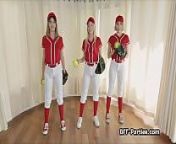 Three baseball chicks sharing coaches dick from delivery baseball video song