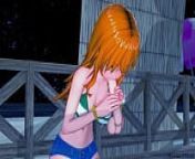 One Piece Hentai: Nami has shaking orgasms on the beach! from one piece big boobs na