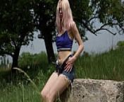 Luscious Blonde Teen Masturbates Naked on a Rock from maria sunny
