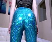 Ass Tease in Blue Shiny Leggings (2020) from nude andrea brillant