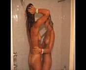 Two amateur beauties taking a shower from shower nude