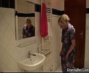 Busty blonde granny pleases him after shower from 90 old women ki sex