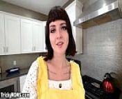 MILF steps Jane Dove doing the dishes to clean stepsons big cock from stopped her from doing dishes to fuck hot pawgs throat
