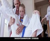 DaughterSwap - Teen Blonde (Ashley Red) And Redhead (Luna Light) Suck Off Their Stepdads Together from martial arts movies