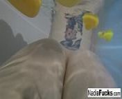 Sexy Nadia takes a bath with some rubber duckies from patito