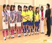 Japanese female team listen and take a lesson from their coach from listen girl
