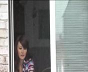 Naked in public. Nude. Outdoor. Outside. Husband Sexy Frina is spying on her from car window when she washes apartment window no panties and bra. from bhumika das ra nua bra saich image