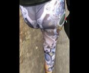Wife see through leggings in public walking visible panties from vpl candid ass