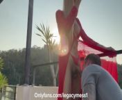 Blonde Asian tall TS Mistress dominates her big ass bottom slave deep anal from ladyboy outdoor