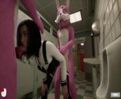 Silicon Lust double furry anal in school toilet from anime tentacle in toilet school