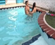 SEX IN THE POOL WITH A BIG ASS BRUNETTE WITH A NARROW PUSSY from village old anty sex v