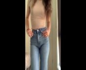 Brunette With A Booty Strips Out Of Jeans from stripping