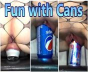 Wife has fun fucking herself with cans of cola and red bull from bullu felame