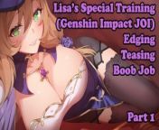 Hentai JOI - Lisa's Special Training Session, Session 1 (Edging, Teasing, Boob Job, Genshin Impact) from hentai small penis captionsbanla