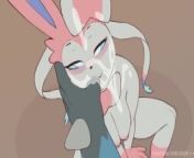 Moment excited Lucario and Sylveon from sylveon creampie
