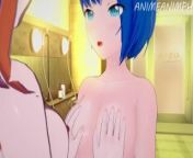 Haruka Kiritani and Hanasato from Project Sekai Colorful Stage Lesbian Anime Hentai 3d from jiggling animated boobs