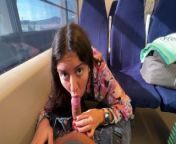 Shameless girl seduced a guy on the train and gave him a blowjob in public from Попутчица соблазнила парня в поезде и сделала ему минет публично