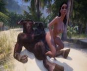 Big-boobed girl Pleasuring two Monsters | Big Cock Monster Threesome | 3D Porn WildLife from porno dp