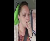 HOT Babe having a smoke while waiting in the car from beautiful busty brunette bbw monet loves to fuck