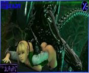 Xenomorph is fucked hard in the ass by a student girl from ghjil