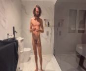 Man's cold shower routine in the bathroom and his reaction from cold sax collage studene move amarec