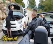Classy Granny Lucia Kury Has Some Trouble With Her Car But Gets Help From a Young Spanish Lad from superheroine wonder woman