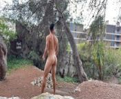 Shredded body latin man doing naked squats in public from fucking friend m