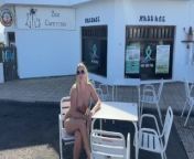girl sitting naked in a cafe in public from anal sex with the obedient wife of friend