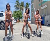 Big Ass Latinas Ride Electric Trikes At Public Beach Big Booty from aunty outing photo
