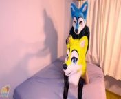 Furry mating ends with HUGE cumshot!! from night suit